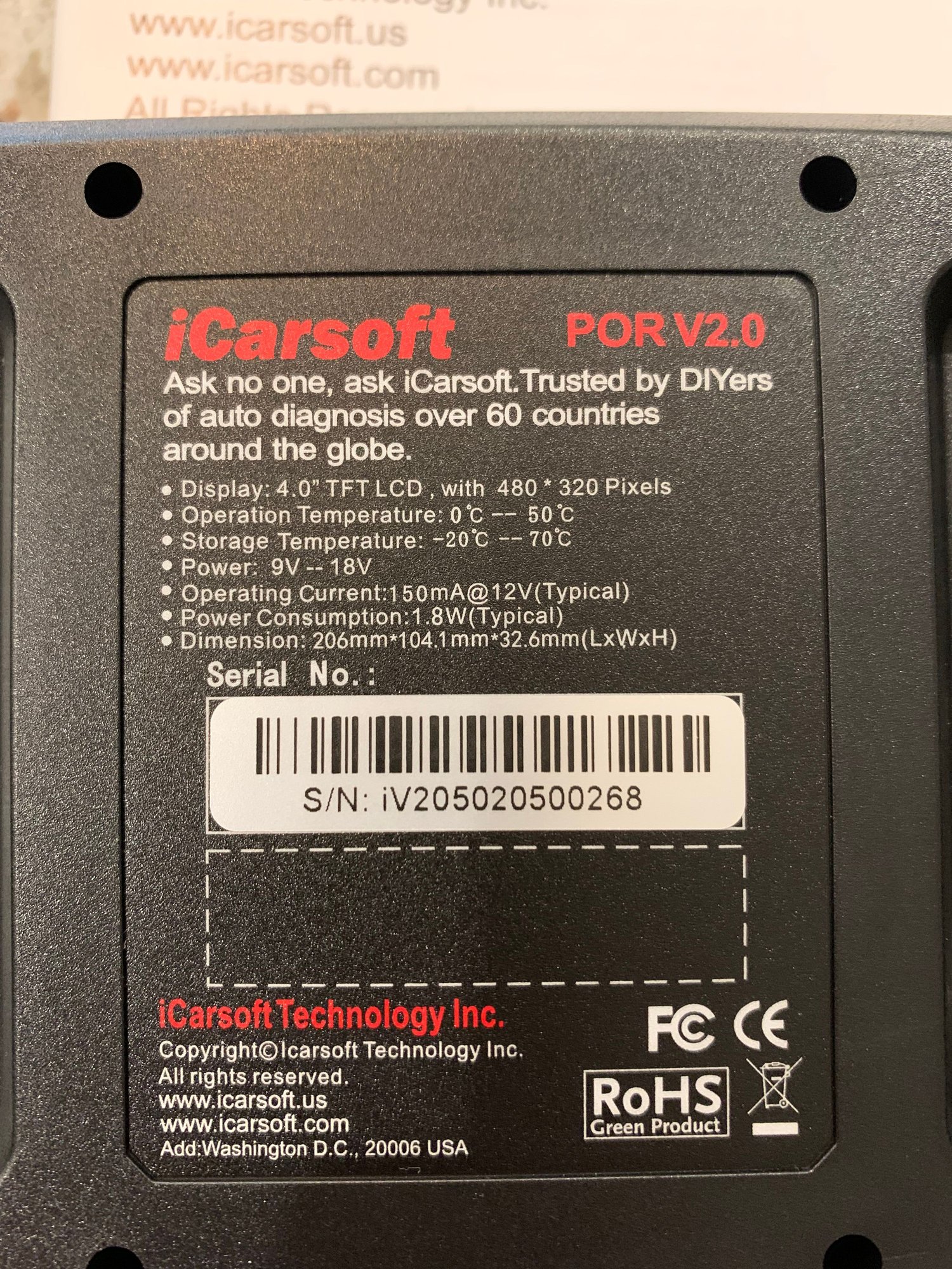 Accessories - iCarsoft POR v2.0 OBD scanner, like new - Used - 1992 to 2021 Porsche All Models - Atlanta, GA 30067, United States