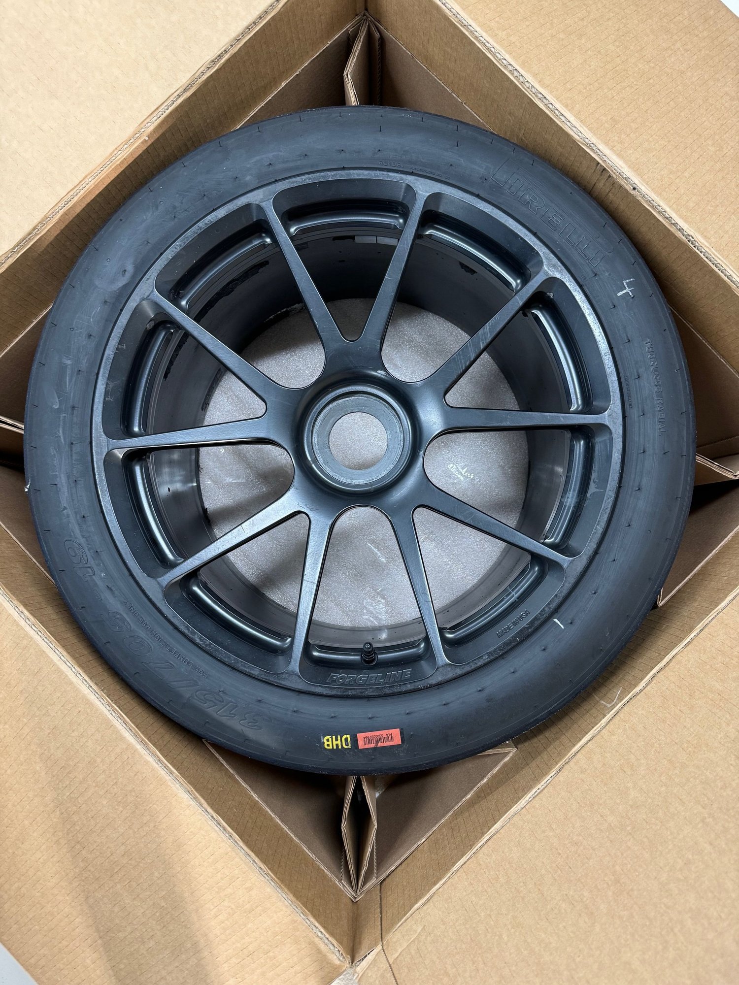 Wheels and Tires/Axles - Set of four Satin Black Forgeline GS1R wheels shod w/ used Pirelli PZero slicks - Used - -1 to 2026  All Models - Port Orange, FL 32127, United States