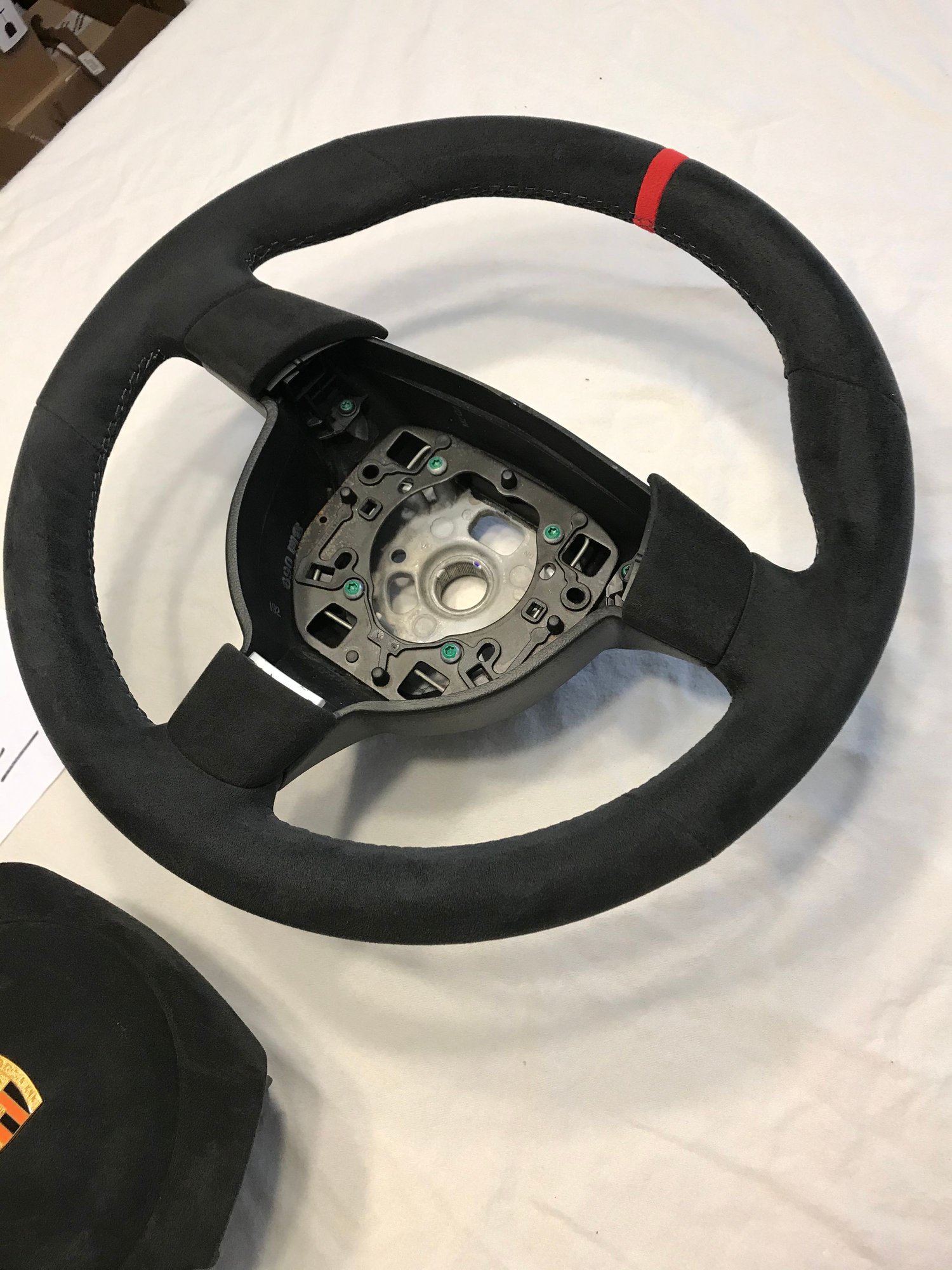2009 Porsche Cayman - 997/987 Sport Steering Wheel in Alcantara with Grey Stitching and Red Alcantara 12:00 Stripe (w/ Alcantara Air Bag!) - Interior/Upholstery - $675 - Plymouth, Ma, MA 02360, United States