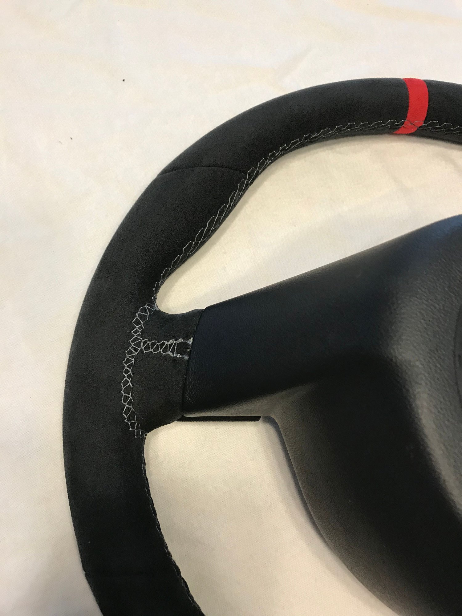 2009 Porsche Cayman - 997/987 Sport Steering Wheel in Alcantara with Grey Stitching and Red Alcantara 12:00 Stripe (w/ Alcantara Air Bag!) - Interior/Upholstery - $675 - Plymouth, Ma, MA 02360, United States
