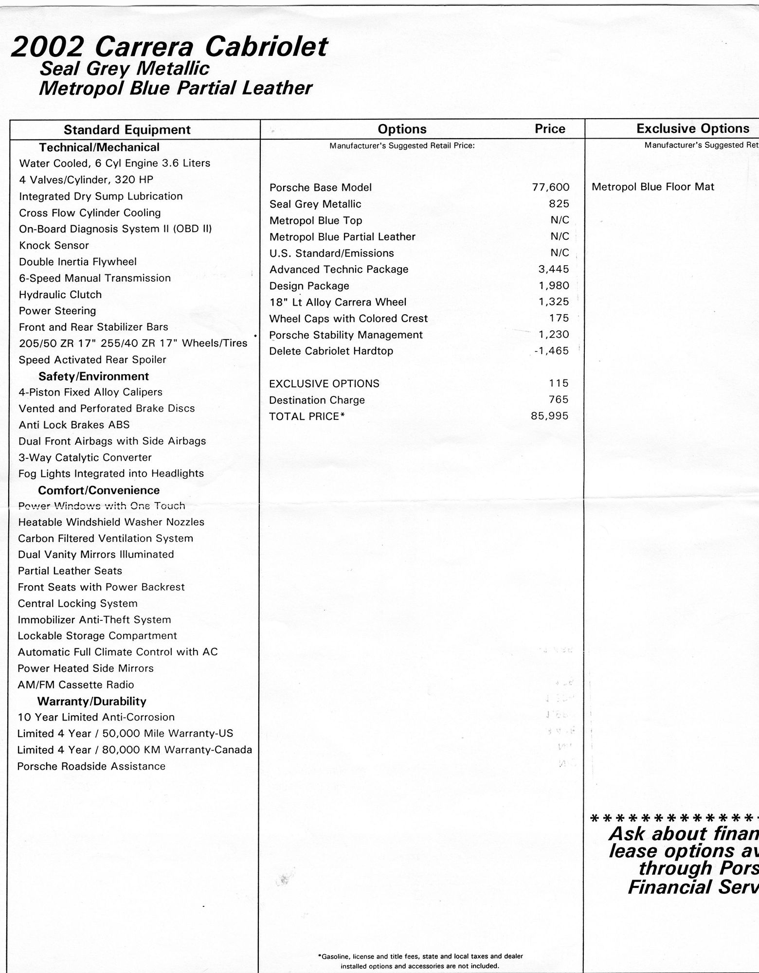 2002 Porsche 911 - 2002 Porsche 911 Carrera Cabriolet    41,025 miles - Used - VIN WP0CA29902S651272 - 41,025 Miles - 6 cyl - 2WD - Manual - Convertible - Gray - Racine, WI 53402, United States