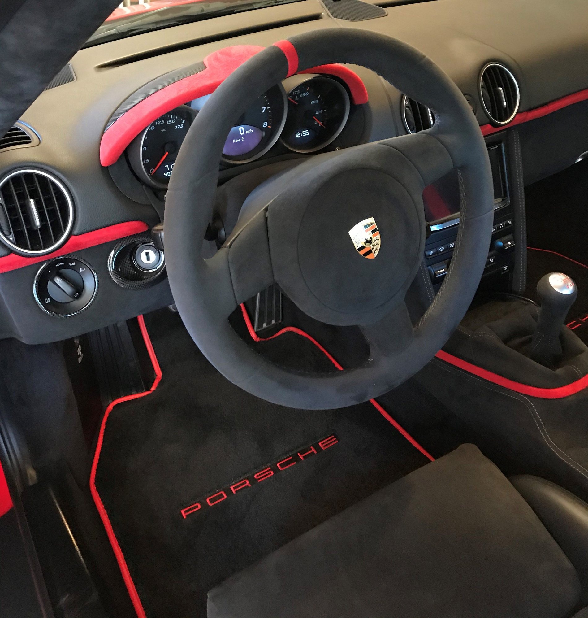 2009 Porsche Cayman - 997/987 Sport Steering Wheel in Alcantara with Grey Stitching and Red Alcantara 12:00 Stripe (w/ Alcantara Air Bag!) - Interior/Upholstery - $675 - Plymouth, Ma, MA 02360, United States