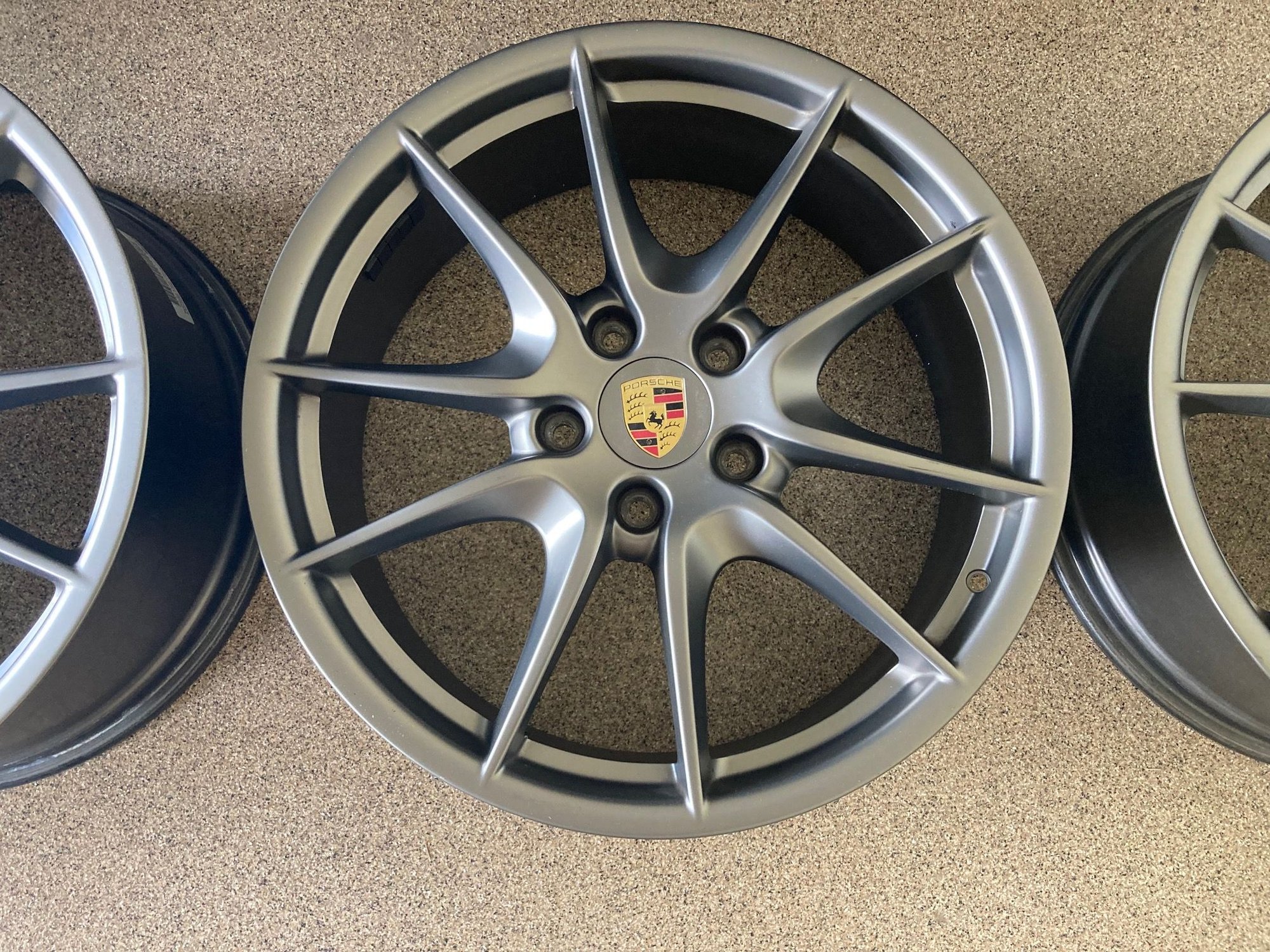Wheels and Tires/Axles - Porsche rims; set of 4; factory satin finish; 8J x 20 and 9.5J x 20 w/ matching caps - Used - 2014 to 2016 Porsche Cayman - Colorado Springs, CO 80907, United States