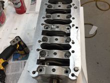 Main bearing housing and oilers cleaned. Waiting for the new main bearing shells and thrust washers to be installed.