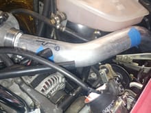 Decided while waiting for my vems to arrive make a cold air intake.

 I didn't want to alter the headlights and found that I have plenty of room to go around and into the fender well
