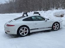 After skiing with the parking lot empty and 2 inches of snow I did some skid pad training. 