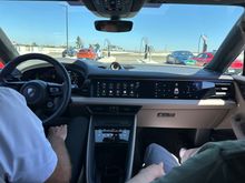 The new pre-release Macan Turbo. Super fast - the driver got it up to over 120 on the track.  