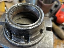 Front coiler nut with threaded ring seized.