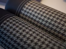 "black/silver houndstooth" (bottom left) and "agate grey/oyster grey houndstooth" (top right)