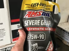 AMSOIL Severe Gear GL-5 75W-90 in one quart Easy-Pack.