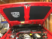 New under-hood insulation from Classic 9 with the hood back on the car.