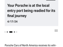 My car arrived in Freeport TX on 4/17 and is headed to DFW, but I have no ETA. Trying to be patient. 