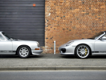 Both my cars - 1966 911 SWB with my 2011 Porsche Spyder. 45 years separating them...