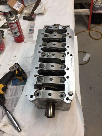 Main bearing housing and oilers cleaned. Waiting for the new main bearing shells and thrust washers to be installed.