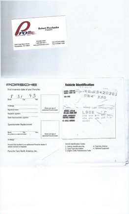 Copy of VIN statement and business card