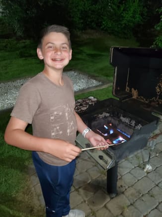New this year - toasting marshmallows on the gas grill at the Best Western for s'mores - yummy!  Great idea JP!