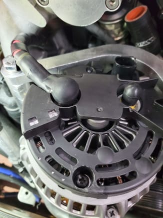 Alternator connected with this setup and post covered with rubber cap