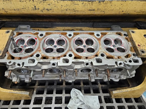 New valves guides and three angle valve job in progress