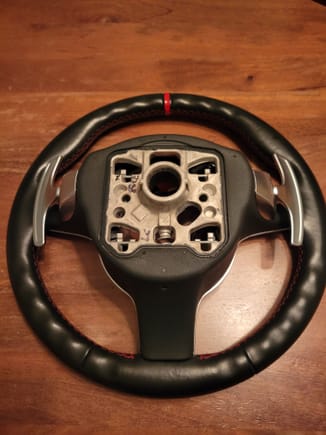Paddles attached to the backside of the wheel.
