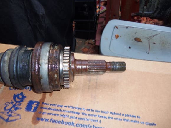 Outer CV joint sprayed with CRC 3-36 in an attempt to prevent further corrosion while in better storage.