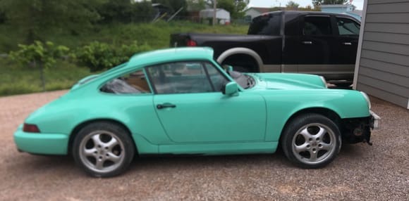No front bumper cover on her right now but here is my Mint Green C2 coupe MY 91