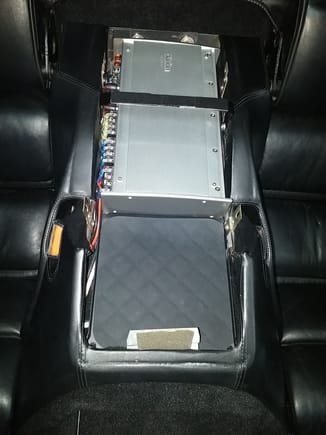 6-channel Clarion Marine amp in Rear A/C console 