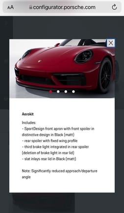 Then you have this…from the international configurator. The models of the car show the painted lip when you select Aerokit, but this is the description when you click on the option information. Once again, more than likely it will come with the black lip…but just want to confirm. 