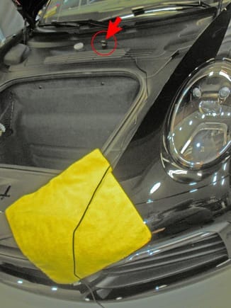 Battery Tender Plugged in, Hood Open. FWIW the Hood can be closed all the way with the Battery Tender Wire routed as shown.