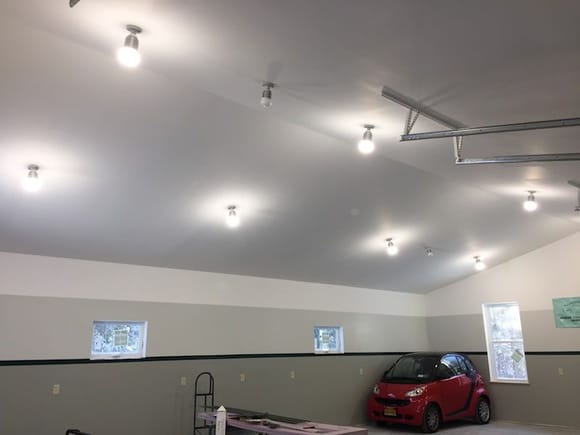 Almost goofed and put the front bulb fixtures above where the garage doors go. 
