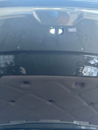 Cayenne crest removed - inside hood view