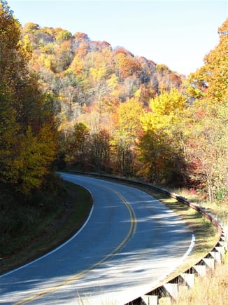 Part of the Cherohala Skyway (NC back into TN). Rises up to about 6,000 Ft (1829 meters)