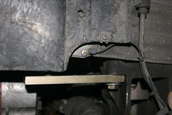 Side view of sway bar mounting bracket (image is deceiving - it's actually perfectly horizontal)