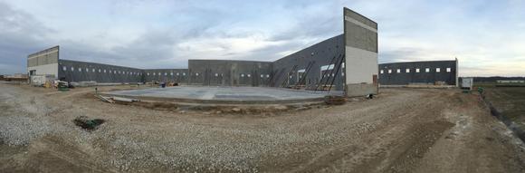 Took a panorama standing at the middle of our building. Wall in place for about half the middle and half the outer C-shaped building.