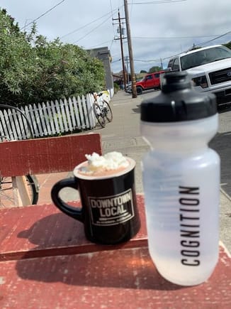 coffee break, and shameless plug for cognition cyclery at San Mateo and at Mt. View