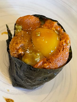 uni with quail egg... not for the faint of heart