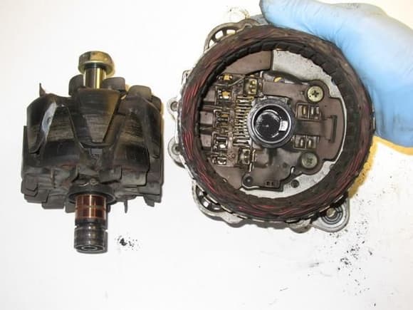 The alternator rotor removed from the case.
