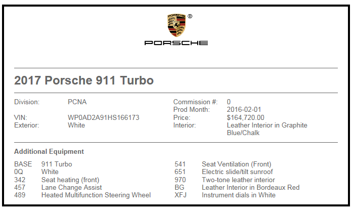 2017 Porsche 911 - 2017 Porsche 911 Turbo CPO White/White - Used - VIN WP0AD2A91HS166173 - 22,185 Miles - Automatic - Coupe - White - Miami, FL 33133, United States