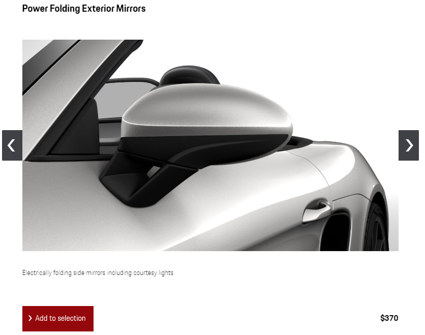 2021 718 GTS 4.0 Power Folding Mirrors are now Sport Design