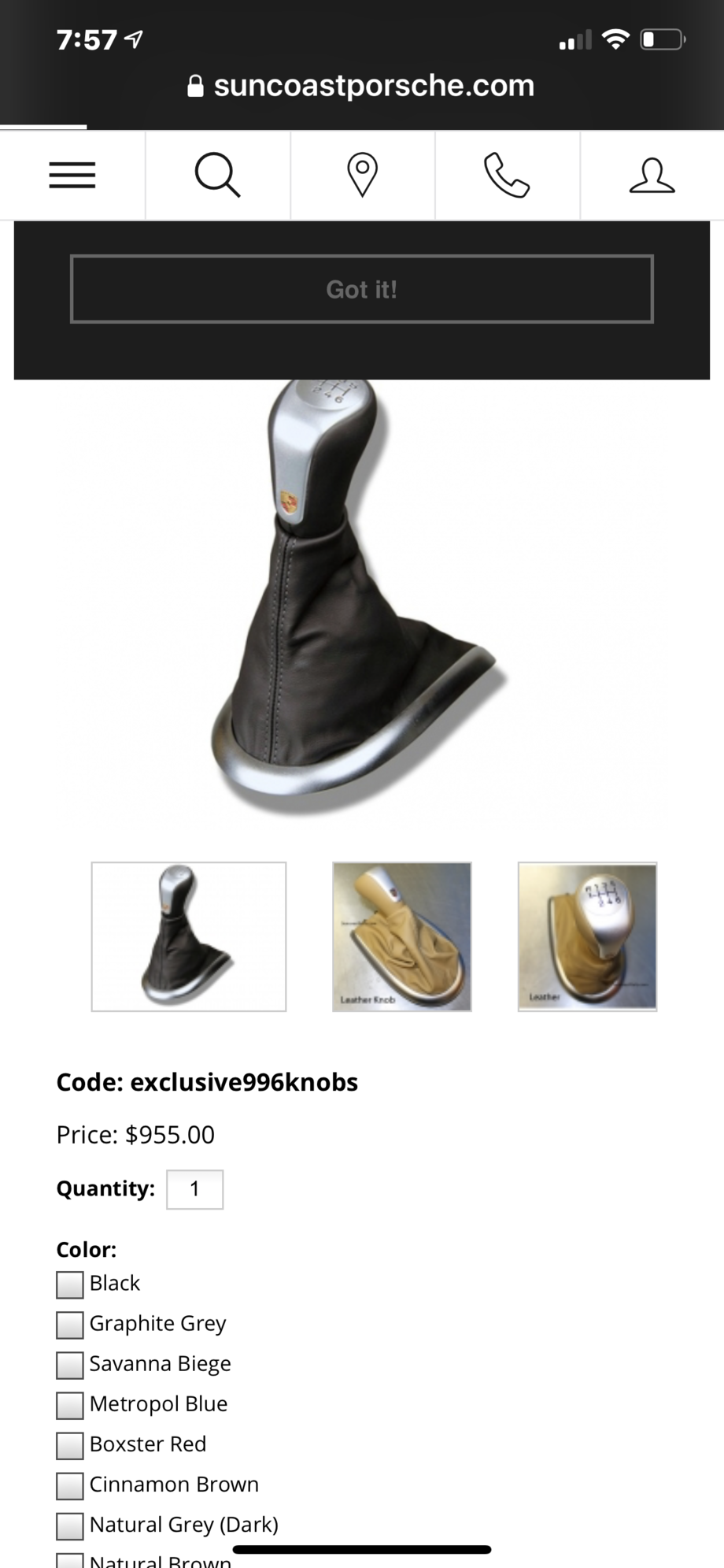 Interior/Upholstery - Two factory shift knobs Porsche crest turbo style - Used - 1999 to 2010 Porsche 911 - Methuen, MA 01844, United States