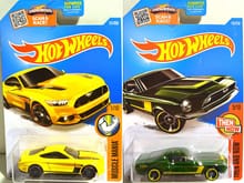 Upcoming B case Hotwheels Mustangs! I'm not digging the green and yellow on the Shelby.