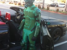 Green Goblin standing next to SPIDERSTANG. Note the Spider headrest. Again all themed attachments are made by hand, by me!!