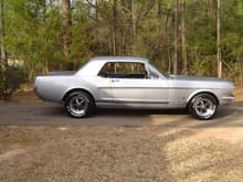 1965 GT clone. Magnum 500's, Silver Frost paint, 8K raly pac tach, disc brakes.

My first car.