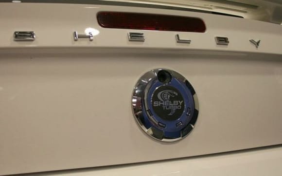 ford shelby turbo mustang rear badge