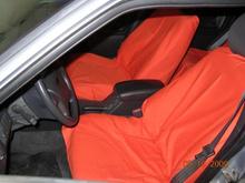 orange seat covers. front