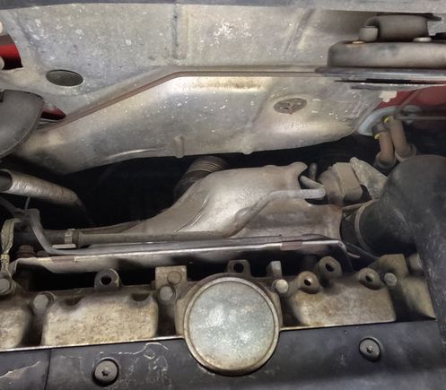 towards the heatshield. if I put my hand down there its oily.