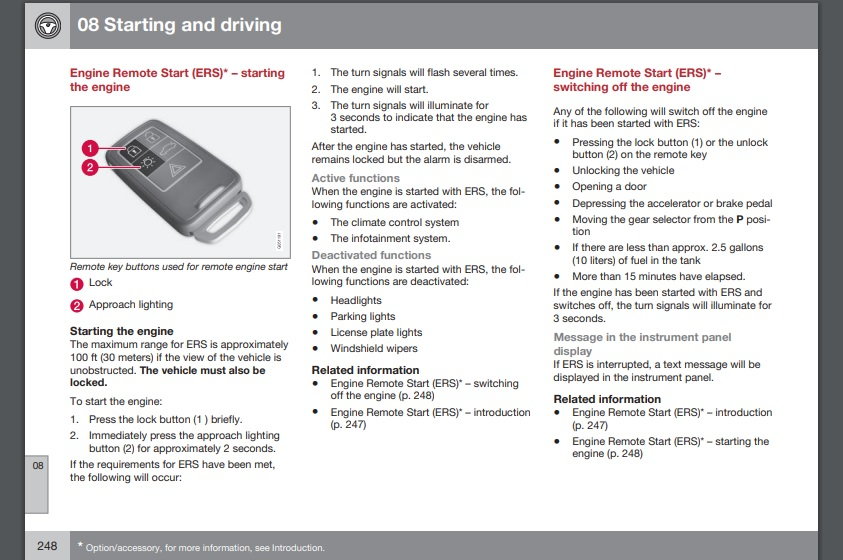 Volvo v60 deals remote start