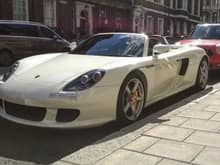 White Porsche Carrera GT from Saudi spotted in London. 