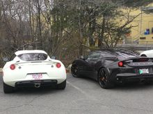 My '11 Evora next to Evora 400 demo car.