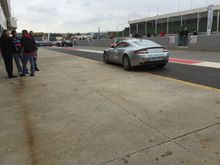 On the race track.