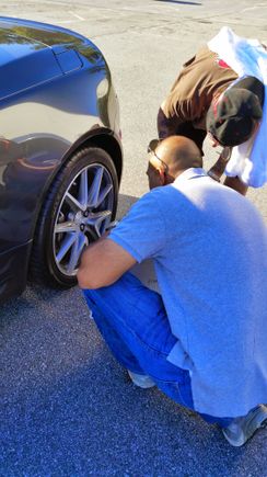 Checking out the wheels.